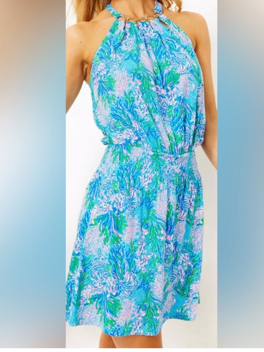 Lilly Pulitzer Shirley Skirted Romper Las Olas Aqua